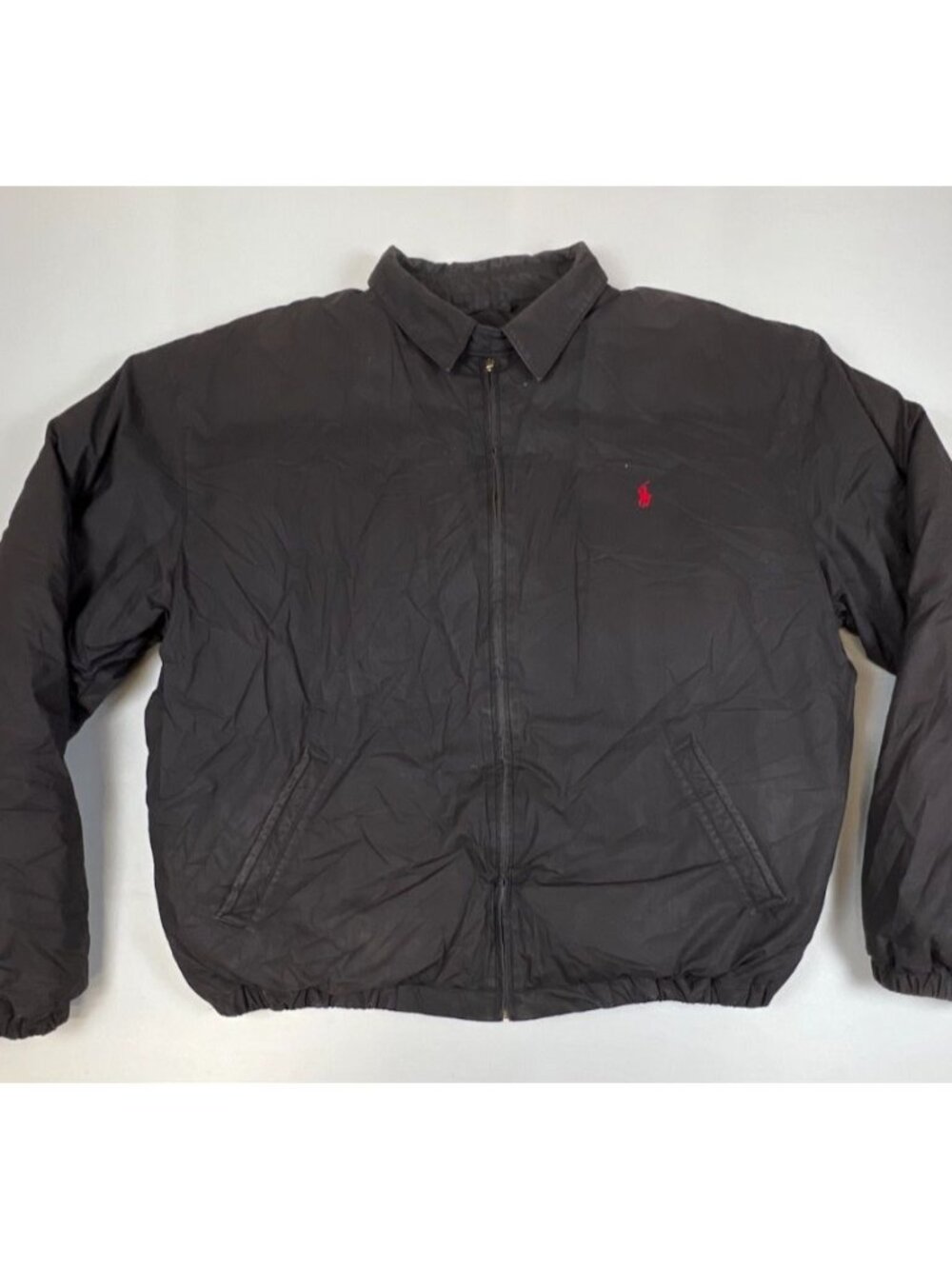 Polo Ralph Lauren Men L Brown Down Fill Full Zip Puffer Jacket Bomber